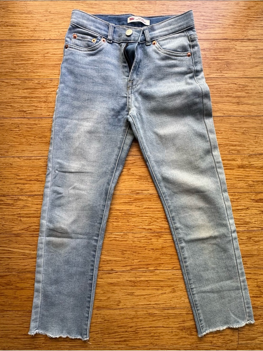 Levi's Light Blue High Rise Ankle Straight Jeans adjustable waistband Girls 10 R